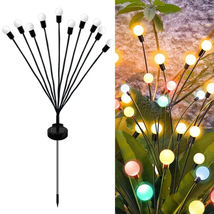 2er-Sets Solar-Glühwürmchen-Lichterkette, Weihnachten, Garten, wasserdicht, Rasenlichter, 6 Köpfe warmweißes Licht, 6 Köpfe farbiges Licht, 8 Köpfe warmweißes Licht, 8 Köpfe farbiges Licht, 10 Köpfe warmweißes Licht, 10 Köpfe farbiges Licht