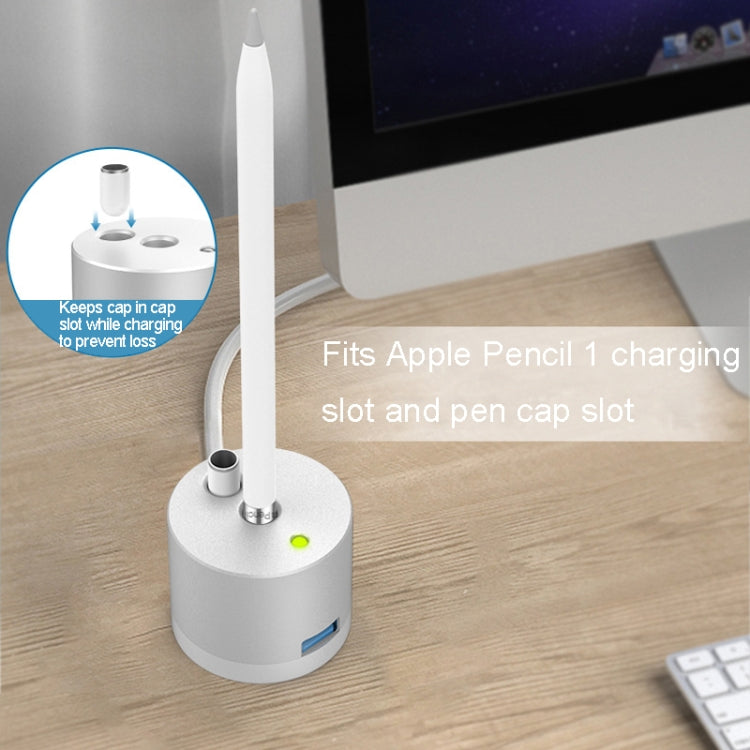 Für Apple Pencil 1 USB Ladeadapter Metallbasis mit LED-Anzeige, A48 Silber, A48 Schwarz, A48 Roségold