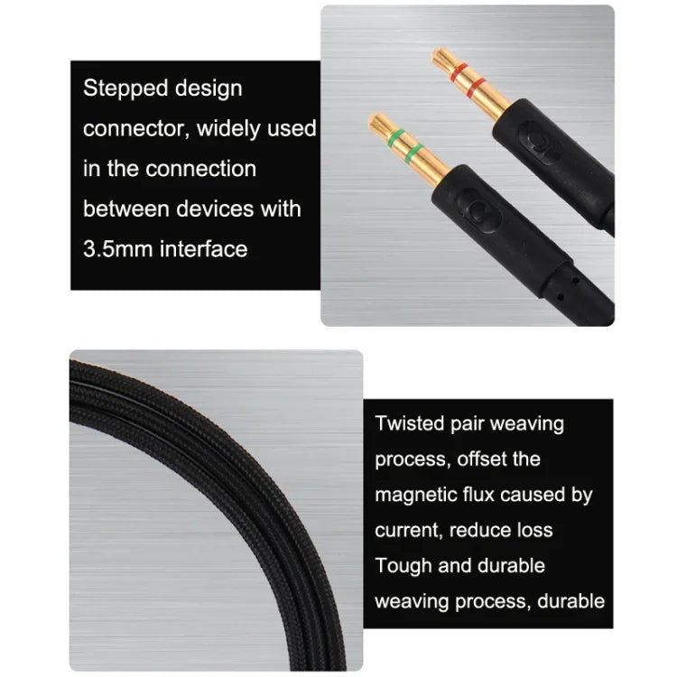 Für Kingston Skyline Alpha Cloud II 3,5 mm 2-in-1 Audiokabel, ZS0174 Schwarz