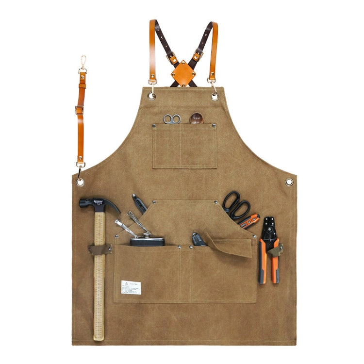Zimmerei Elektriker Garten Schwerlast-Arbeitsschürze aus Segeltuch, Schwarzgrau, Schwarz, Armeegrün, Khaki, Blau, Camel, Gürtel Schwarzgrau, Gürtel Schwarz, Gürtel Armeegrün, Gürtel Khaki, Gürtel Blau, Gürtel Camel