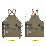 Zimmerei Elektriker Garten Schwerlast-Arbeitsschürze aus Segeltuch, Schwarzgrau, Schwarz, Armeegrün, Khaki, Blau, Camel, Gürtel Schwarzgrau, Gürtel Schwarz, Gürtel Armeegrün, Gürtel Khaki, Gürtel Blau, Gürtel Camel