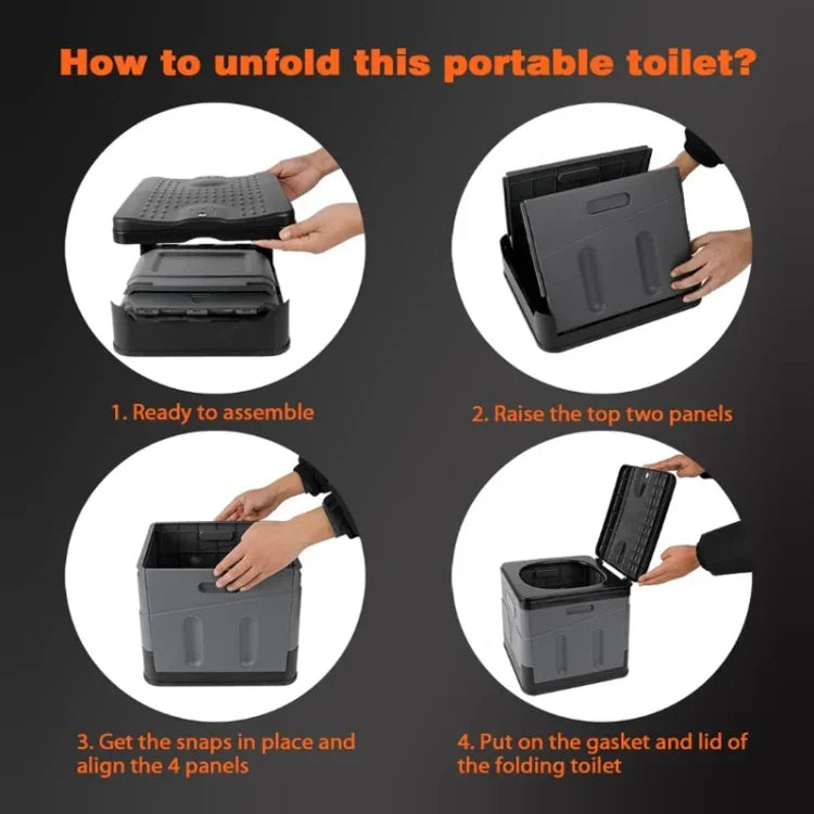 Auto Klappbare tragbare Toilette Outdoor Notfall Mobile Toilette, Dunkelgrau, Armeegrün, Reines Schwarz