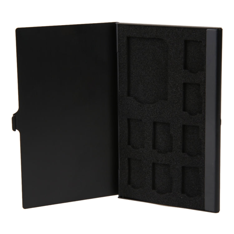 1SD+ 8TF Aluminium Micro SD Kartenhalter Pin Aufbewahrungsbox 9 Steckplätze für SD/ SIM/TF Speicherkarte, Schwarz, Silber