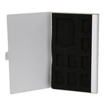 1SD+ 8TF Aluminium Micro SD Kartenhalter Pin Aufbewahrungsbox 9 Steckplätze für SD/ SIM/TF Speicherkarte, Schwarz, Silber