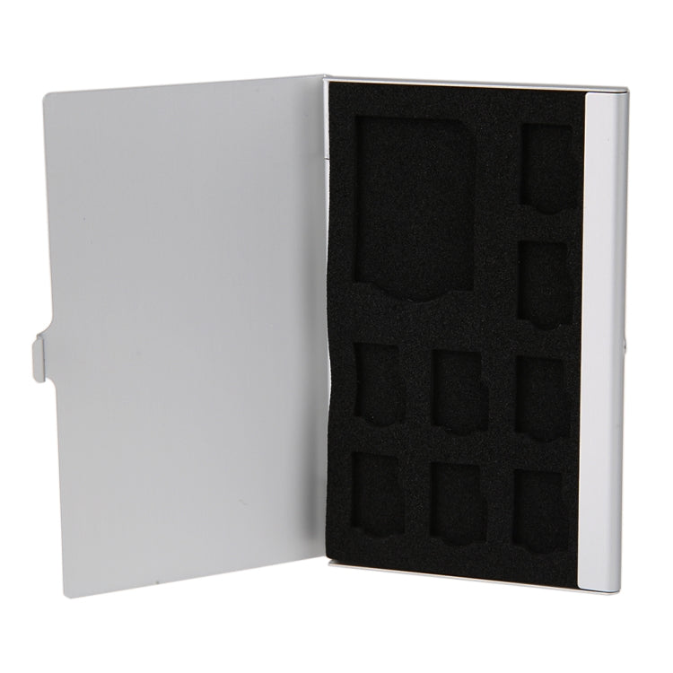 1SD+ 8TF Aluminium Micro SD Kartenhalter Pin Aufbewahrungsbox 9 Steckplätze für SD/ SIM/TF Speicherkarte, Schwarz, Silber