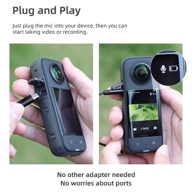 Sunnylife MC490 Halsmikrofon Bewegungs-Kameraaufnahme Weizen, für DJI Action3/2, für Insta360 ONE RS, für Insta360 ONE X2/X3/1 inch 360 Edition