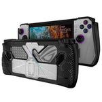 Für ASUS Rog Ally Spielekonsole PC+TPU Schutzhülle mit Ständer, PC+TPU Schwarz+Transparent