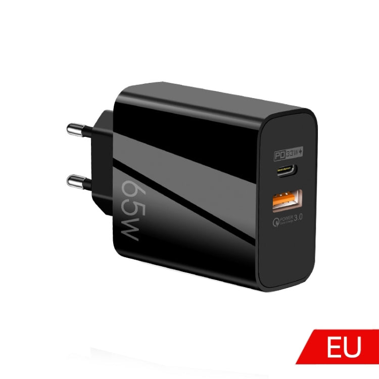 A502 65W USB-C/Type-C+USB Dual-Port GaN Ladegerät QC3.0 Laptop Universal-Ladegerät, EU Stecker Schwarz, EU Stecker Weiß, US Stecker Schwarz, US Stecker Weiß, UK Stecker Schwarz, UK Stecker Weiß