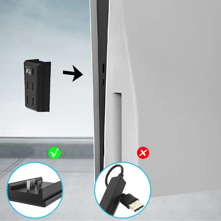 iplay HBP-308 USB 3.0 Hub-Verbindungs- und Übertragungsverlängerungsadapter für Sony PS5 5-in-1-Spielkonsole