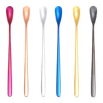 15cm 304 Edelstahl Löffel, Kaffeelöffel mit quadratischem Kopf, Rührlöffel mit langem Griff, Edelstahlfarbe, Titangold, Roségold, Titanschwarz, Blau, Lila