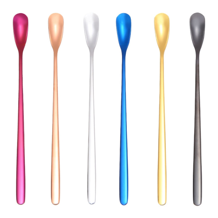 15cm 304 Edelstahl Löffel, Kaffeelöffel mit quadratischem Kopf, Rührlöffel mit langem Griff, Edelstahlfarbe, Titangold, Roségold, Titanschwarz, Blau, Lila