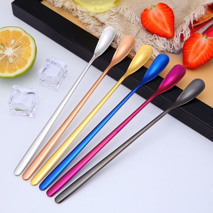 15cm 304 Edelstahl Löffel, Kaffeelöffel mit quadratischem Kopf, Rührlöffel mit langem Griff, Edelstahlfarbe, Titangold, Roségold, Titanschwarz, Blau, Lila