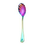 Edelstahl Wassertropfenmuschel Löffel Eiscreme Löffel Kaffeerührlöffel, Edelstahlfarbe, Gold, Roségold, Bunt, Blau, Schwarz