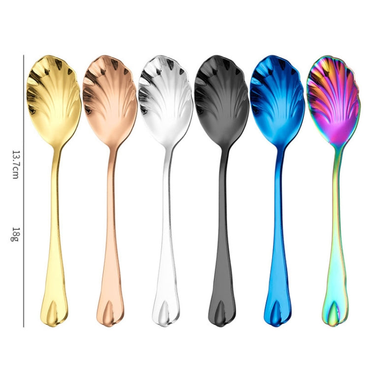 Edelstahl Wassertropfenmuschel Löffel Eiscreme Löffel Kaffeerührlöffel, Edelstahlfarbe, Gold, Roségold, Bunt, Blau, Schwarz