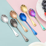 Edelstahl Wassertropfenmuschel Löffel Eiscreme Löffel Kaffeerührlöffel, Edelstahlfarbe, Gold, Roségold, Bunt, Blau, Schwarz