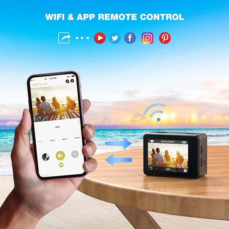 WIFI Farb-Dual-Bildschirm HD 4K Video Outdoor Wasserdichte Sportkamera, Q60AR