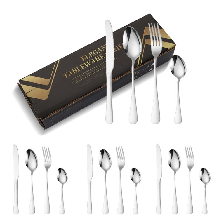 16tlg./Set Kartonverpacktes vergoldetes Edelstahl-Messer- und Gabelset Westernbesteck, Edelstahlfarbe, Gold, Roségold, Bunt, Schwarz
