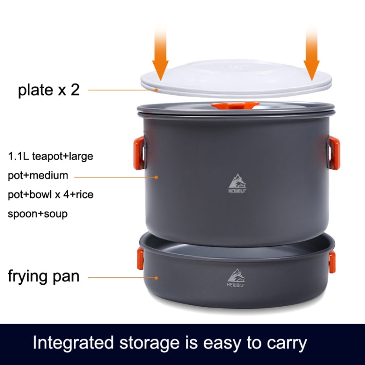 Hewolf HW-K1779 4-5 Personen Outdoor Aluminium Kocher Tragbares Camping-Set, HW-K1779