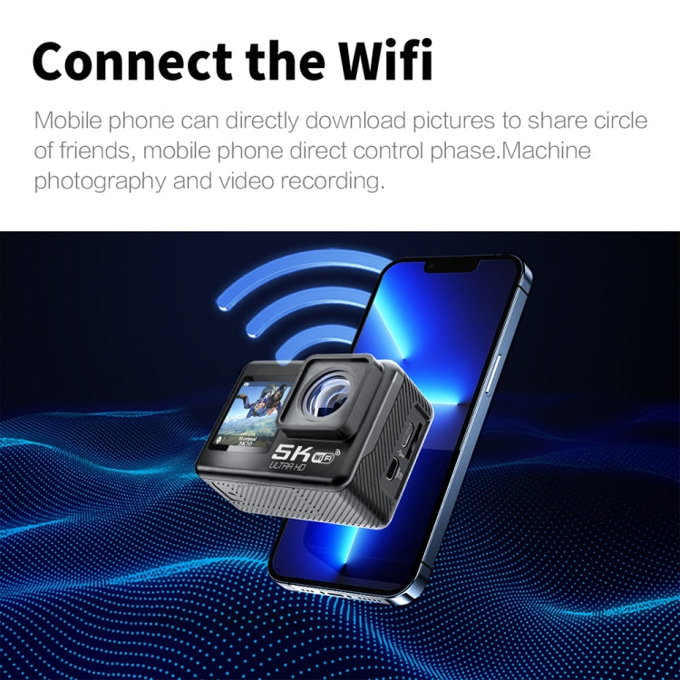 5K/30FPS WIFI HD Anti-Schütteln Fernbedienung Touch Dual-Bildschirm IP68 Wasserdichte Sportkamera, 5K, 5K Kamera + 64G Karte, 5K Kamera+128G Karte