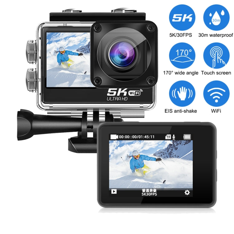 5K/30FPS WIFI HD Anti-Schütteln Fernbedienung Touch Dual-Bildschirm IP68 Wasserdichte Sportkamera, 5K, 5K Kamera + 64G Karte, 5K Kamera+128G Karte