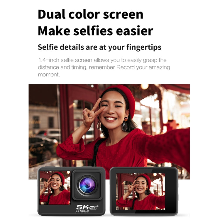 5K/30FPS WIFI HD Anti-Schütteln Fernbedienung Touch Dual-Bildschirm IP68 Wasserdichte Sportkamera, 5K, 5K Kamera + 64G Karte, 5K Kamera+128G Karte