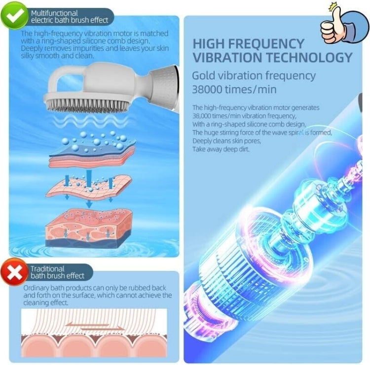 Elektrische Badebürste Silikon Vibration Langstiel Rücken Spa Dusche