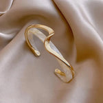 Armreif aus weißem Muschelelement, gebogenes Metall, Handschmuck, SL02-80