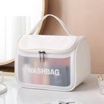 PVC-Kosmetiktasche, durchscheinend, mattiert; PU-Badetasche mit Klappverschluss