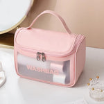 PVC-Kosmetiktasche, durchscheinend, mattiert; PU-Badetasche mit Klappverschluss