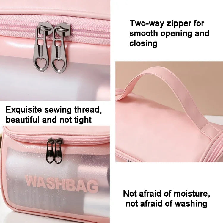 PVC-Kosmetiktasche, durchscheinend, mattiert; PU-Badetasche mit Klappverschluss