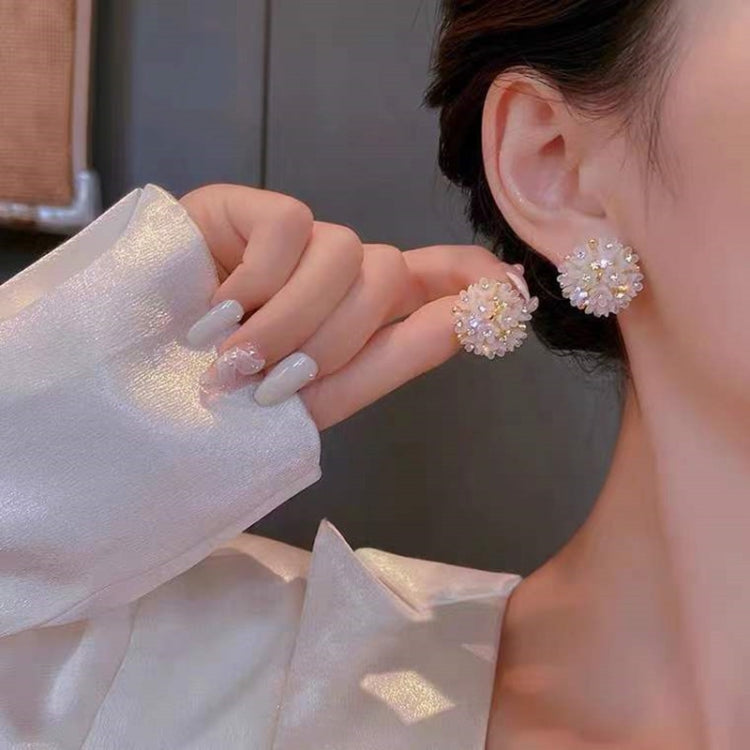 2 Paar gewölbte Blumenohrstecker Elegante Kristallohrringe