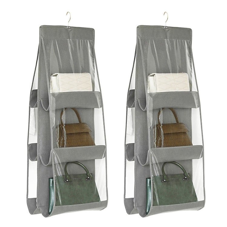 2er-Pack doppelseitige transparente Aufbewahrungstasche, staubdichter Hängeschrank für Schlafzimmer, Grau 6 Fächer, Schwarz 6 Fächer, Grau 8 Fächer, Schwarz 8 Fächer