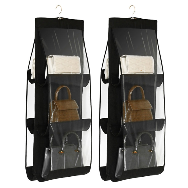2er-Pack doppelseitige transparente Aufbewahrungstasche, staubdichter Hängeschrank für Schlafzimmer, Grau 6 Fächer, Schwarz 6 Fächer, Grau 8 Fächer, Schwarz 8 Fächer