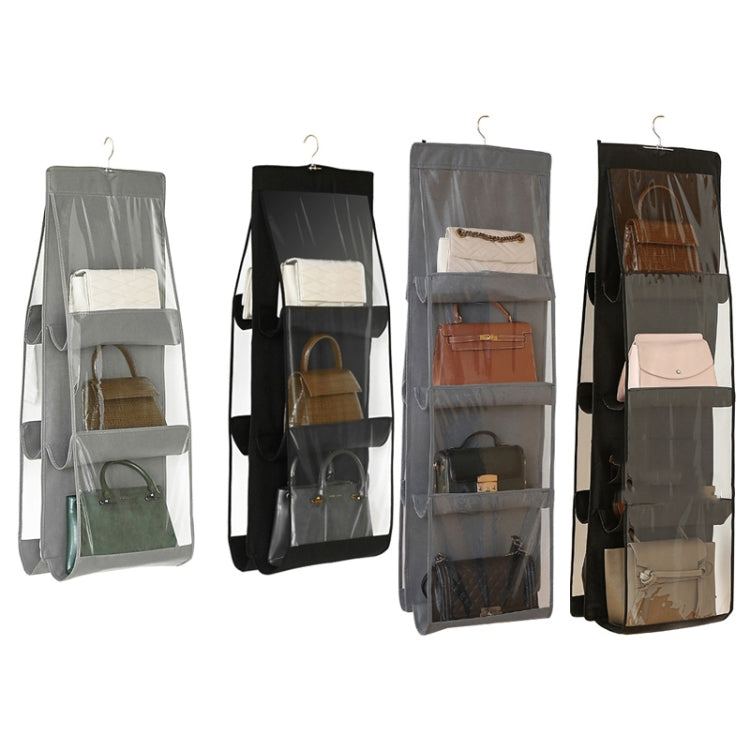 2er-Pack doppelseitige transparente Aufbewahrungstasche, staubdichter Hängeschrank für Schlafzimmer, Grau 6 Fächer, Schwarz 6 Fächer, Grau 8 Fächer, Schwarz 8 Fächer