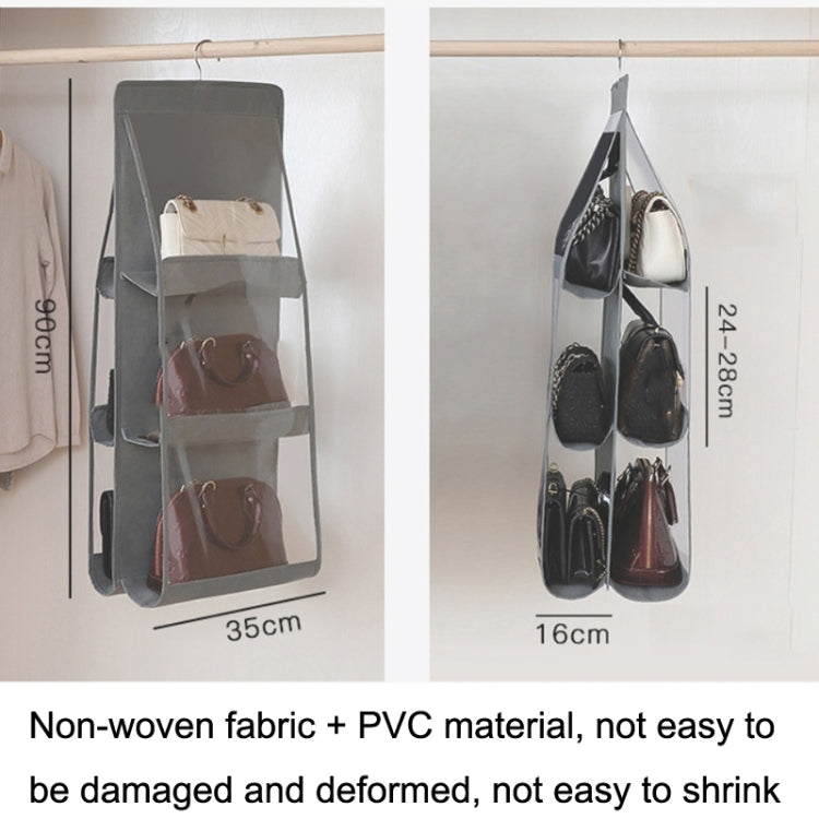 2er-Pack doppelseitige transparente Aufbewahrungstasche, staubdichter Hängeschrank für Schlafzimmer, Grau 6 Fächer, Schwarz 6 Fächer, Grau 8 Fächer, Schwarz 8 Fächer