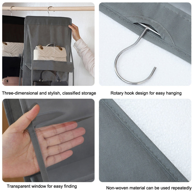 2er-Pack doppelseitige transparente Aufbewahrungstasche, staubdichter Hängeschrank für Schlafzimmer, Grau 6 Fächer, Schwarz 6 Fächer, Grau 8 Fächer, Schwarz 8 Fächer
