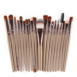 20-teiliges Make-up-Pinselset mit Holzgriffen, Farben: Kaffee, Gold+Schwarz, Schwarz+Weiß, Schwarz+Kaffee, Braun+Weiß, Gold+Rosa, Braun+Grün, Braun+Rosa, Braun+Schwarz, Gold+Weiß, Gold+Grün, Schwarz+Grün, Schwarz+Rosa, Braun+Lila ...