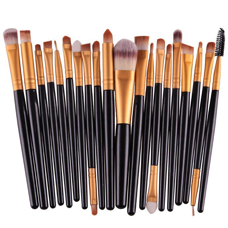 20-teiliges Make-up-Pinselset mit Holzgriffen, Farben: Kaffee, Gold+Schwarz, Schwarz+Weiß, Schwarz+Kaffee, Braun+Weiß, Gold+Rosa, Braun+Grün, Braun+Rosa, Braun+Schwarz, Gold+Weiß, Gold+Grün, Schwarz+Grün, Schwarz+Rosa, Braun+Lila ...
