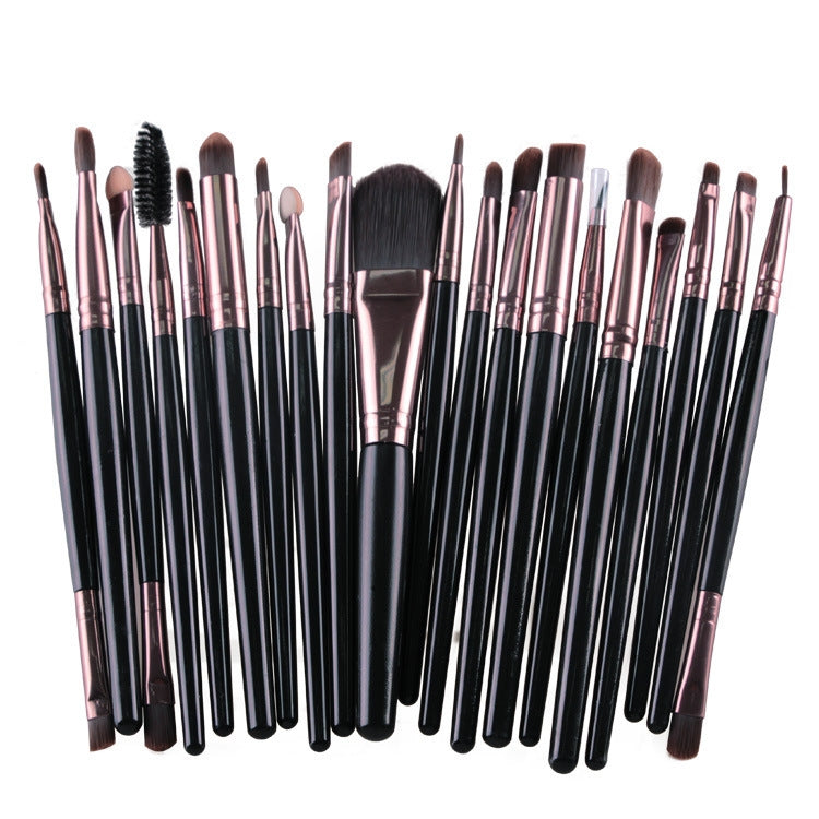 20-teiliges Make-up-Pinselset mit Holzgriffen, Farben: Kaffee, Gold+Schwarz, Schwarz+Weiß, Schwarz+Kaffee, Braun+Weiß, Gold+Rosa, Braun+Grün, Braun+Rosa, Braun+Schwarz, Gold+Weiß, Gold+Grün, Schwarz+Grün, Schwarz+Rosa, Braun+Lila ...