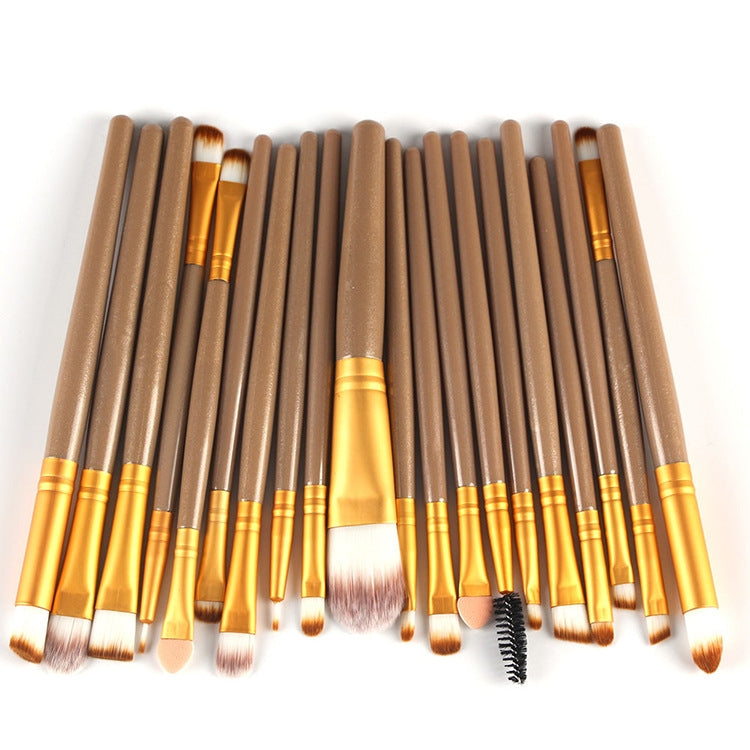 20-teiliges Make-up-Pinselset mit Holzgriffen, Farben: Kaffee, Gold+Schwarz, Schwarz+Weiß, Schwarz+Kaffee, Braun+Weiß, Gold+Rosa, Braun+Grün, Braun+Rosa, Braun+Schwarz, Gold+Weiß, Gold+Grün, Schwarz+Grün, Schwarz+Rosa, Braun+Lila ...