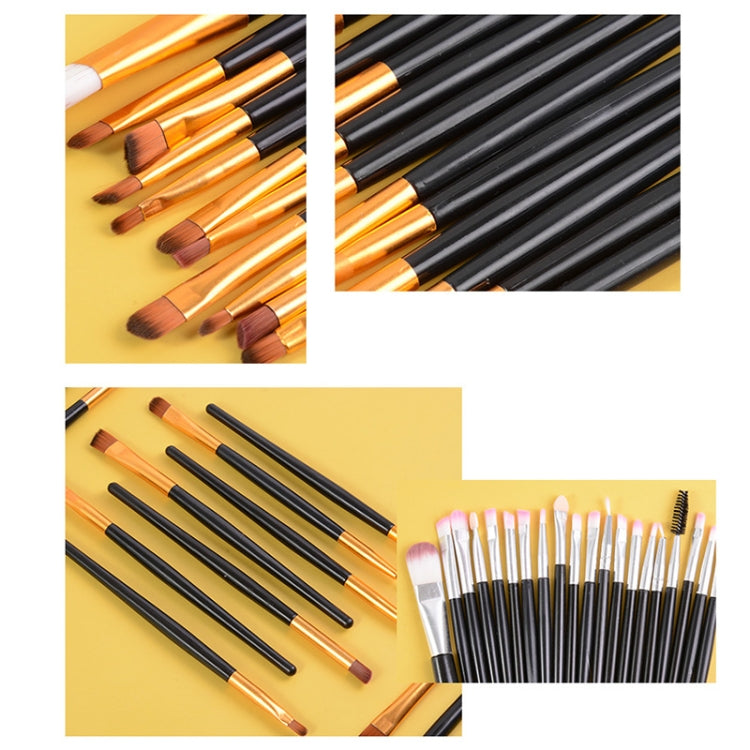 20-teiliges Make-up-Pinselset mit Holzgriffen, Farben: Kaffee, Gold+Schwarz, Schwarz+Weiß, Schwarz+Kaffee, Braun+Weiß, Gold+Rosa, Braun+Grün, Braun+Rosa, Braun+Schwarz, Gold+Weiß, Gold+Grün, Schwarz+Grün, Schwarz+Rosa, Braun+Lila ...