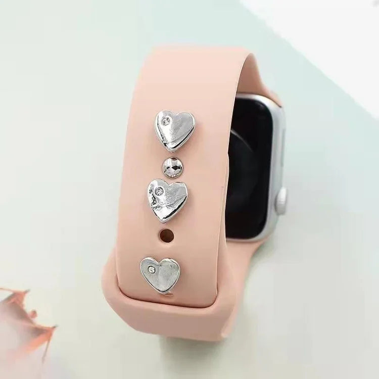 2 Stück Uhrenarmband Silikonband Dekorative Diamantschnalle Bandnägel, Ein Diamantherz, Diamantzeiger, Diamantbär, Diamantklee, Ein Diamantpentagramm, Vollständig besetztes Pentagon, Vollständig besetztes Herz, Diamantlibelle