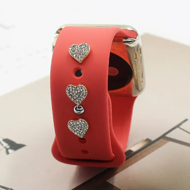 2 Stück Uhrenarmband Silikonband Dekorative Diamantschnalle Bandnägel, Ein Diamantherz, Diamantzeiger, Diamantbär, Diamantklee, Ein Diamantpentagramm, Vollständig besetztes Pentagon, Vollständig besetztes Herz, Diamantlibelle