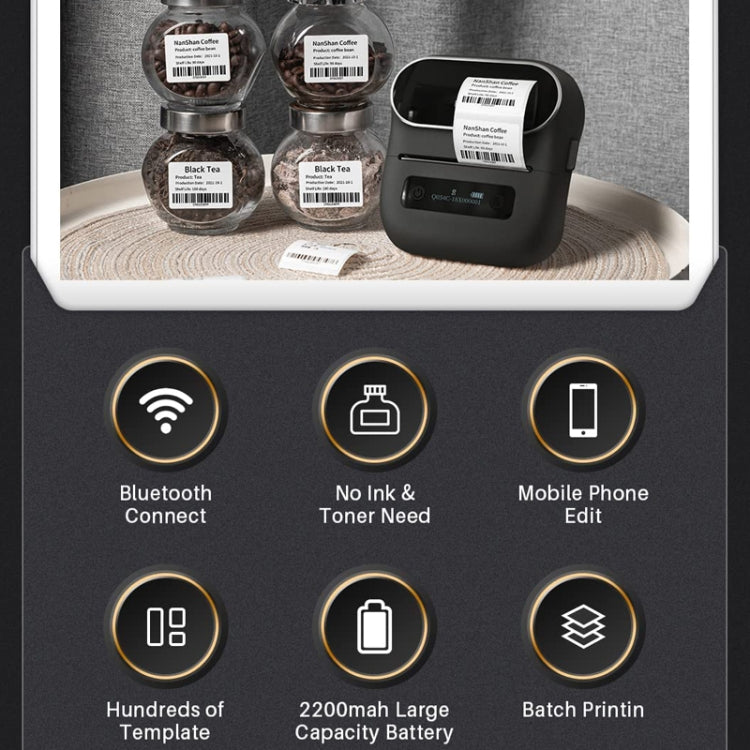 Phomemo M220 Schmuck- und Kleidungsetiketten Bluetooth Thermoetikettendrucker, M220