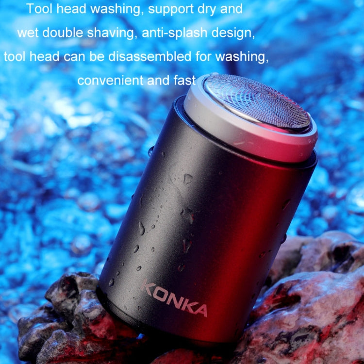 KONKA Mini Tragbarer Rasierer Outdoor Wasserdichter Herrenrasierer, Schwarz, Schwarz+1 Klingenaufsatz, Schwarz+3 Klingenaufsätze