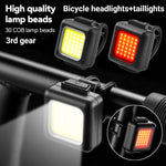 COB Lampenperlen Mini Mountainbike Licht USB Wiederaufladbar Fahrrad Wasserdicht MTB Straßenfahrrad Lampe, Weißer Scheinwerfer, Rotes Rücklicht, Weißer Scheinwerfer+Rotes Rücklicht