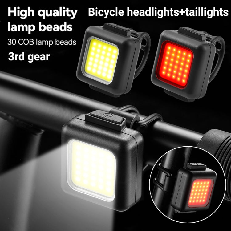 COB Lampenperlen Mini Mountainbike Licht USB Wiederaufladbar Fahrrad Wasserdicht MTB Straßenfahrrad Lampe, Weißer Scheinwerfer, Rotes Rücklicht, Weißer Scheinwerfer+Rotes Rücklicht