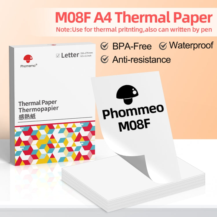 Für Phomemo M08F 200 Blatt Thermopapier Kompatibel mit MR.IN Brother Pocket Jet / MT800, A4 Thermopapier, Gefaltetes A4 Thermopapier, Brief Thermopapier, Gefaltetes Brief Thermopapier