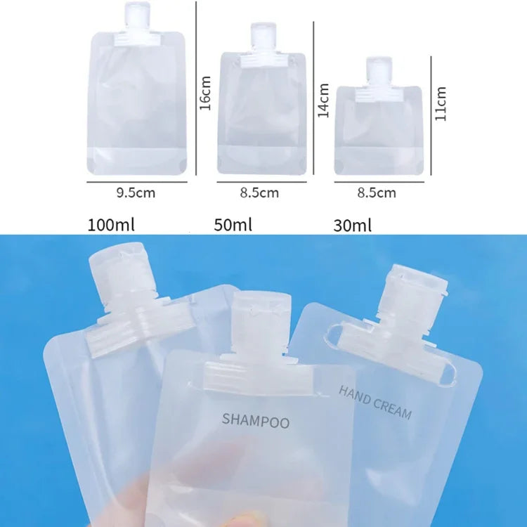 20 Stück wiederbefüllbare, leere Reise-Quetschbeutel für Lotion und Shampoo, 30 ml, 50 ml, 100 ml