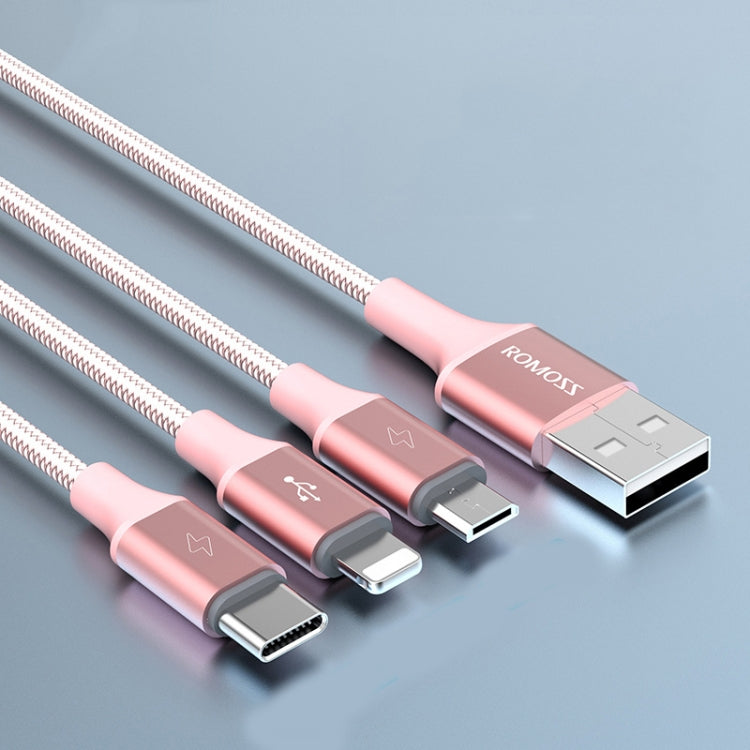 ROMOSS CB25 3 in 1 3,5A 8 Pin + Micro USB + Typ C/USB-C Kabel, 1m, 1,5m